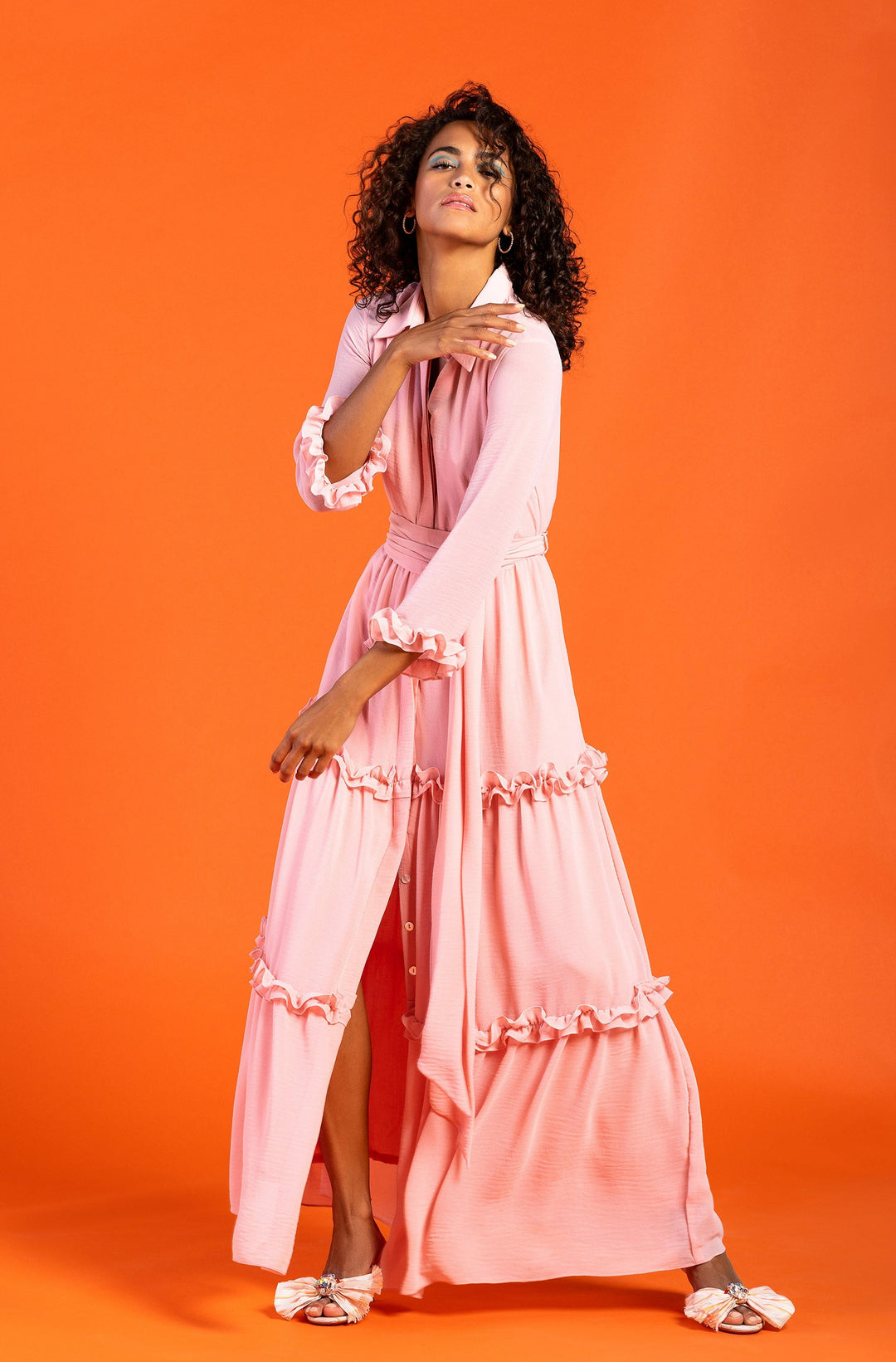 Georgette button-down maxi dress.